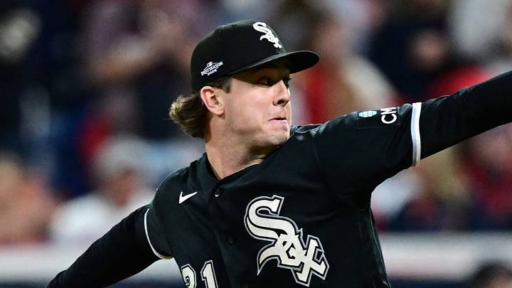 Oct 10, 2026; Cleveland, Ohio, USA;  Chicago White Sox pitcher Grant Taylor (31) delivers a pitch during the eighth inning against the Cleveland Guardians in game five of the ALDS for the 2026 MLB Playoffs at Progressive Field.  Mandatory Credit: David Dermer-Imagn Images