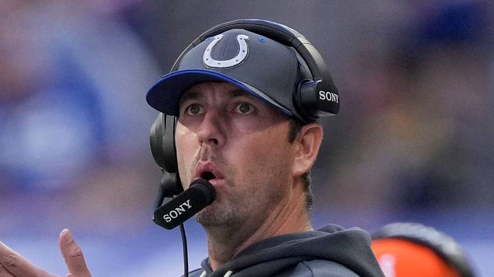 Indianapolis Colts head coach Shane Steichen talks with officials Indianapolis Colts head coach Shane Steichen talks with officials