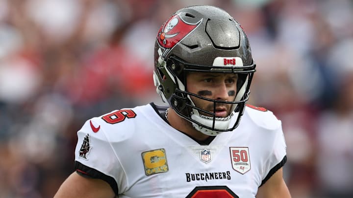 Nov 9, 2025; Tampa, Florida, USA; Tampa Bay Buccaneers quarterback Baker Mayfield (6) Mandatory Credit: Nathan Ray Seebeck-Imagn Images