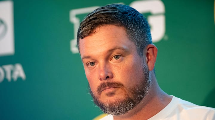 Oregon coach Dan Lanning during Oregon football’s Media Day on July 28, 2025, at Autzen Stadium in Eugene. Oregon coach Dan Lanning during Oregon football’s Media Day on July 28, 2025, at Autzen Stadium in Eugene.