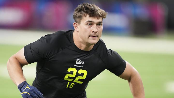 Former Michigan linebacker Jimmy Rolder (LB22) during the NFL Scouting Combine at Lucas Oil Stadium Former Michigan linebacker Jimmy Rolder (LB22) during the NFL Scouting Combine at Lucas Oil Stadium