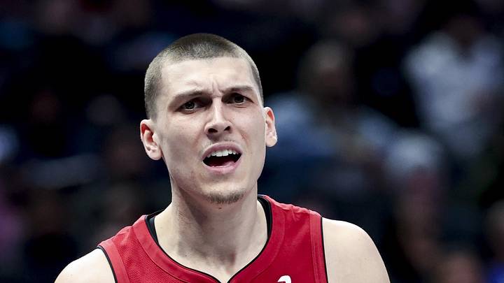 Feb 13, 2025; Dallas, Texas, USA;  Miami Heat guard Tyler Herro (14) reacts during the first half against the Dallas Mavericks at American Airlines Center. Mandatory Credit: Kevin Jairaj-Imagn Images