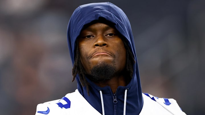Aug 22, 2025; Arlington, Texas, USA; Dallas Cowboys wide receiver George Pickens (3) before the game against the Atlanta Falcons at AT&T Stadium. Mandatory Credit: Kevin Jairaj-Imagn Images Aug 22, 2025; Arlington, Texas, USA; Dallas Cowboys wide receiver George Pickens (3) before the game against the Atlanta Falcons at AT&T Stadium. Mandatory Credit: Kevin Jairaj-Imagn Images