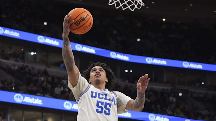 Mar 14, 2026; Chicago, IL, USA; UCLA Bruins guard Skyy Clark (55) goes to the basket on Purdue Boilermakers guard Omer Mayer (17) during the second half at United Center. Mandatory Credit: David Banks-Imagn Images Mar 14, 2026; Chicago, IL, USA; UCLA Bruins guard Skyy Clark (55) goes to the basket on Purdue Boilermakers guard Omer Mayer (17) during the second half at United Center. Mandatory Credit: David Banks-Imagn Images
