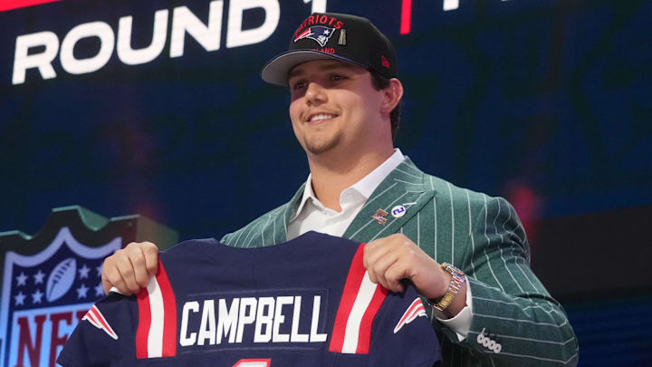 Apr 24, 2025; Green Bay, WI, USA; LSU Tigers offensive lineman Will Campbell is selected by the New England Patriots as the number four pick in the first round of the 2025 NFL Draft at Lambeau Field. Mandatory Credit: Kirby Lee-Imagn Images