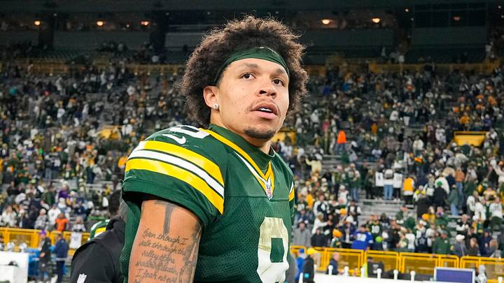 Green Bay Packers wide receiver Christian Watson (9) leaves the field