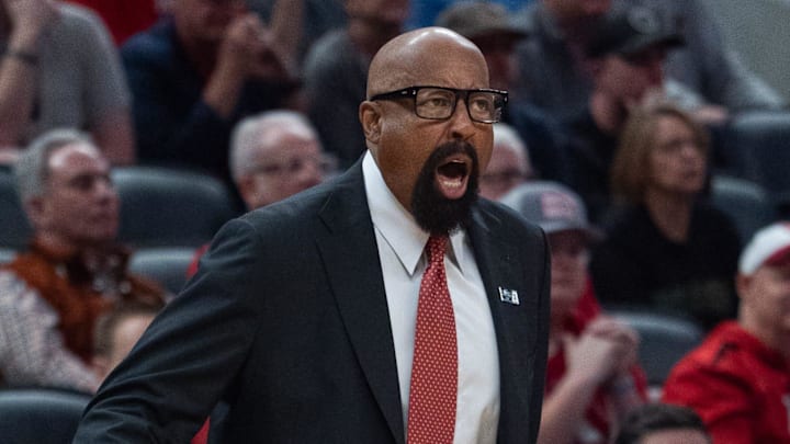 Indiana coach Mike Woodson against Oregon in the Big Ten Tournament at Gainbridge Fieldhouse in Indianapolis.