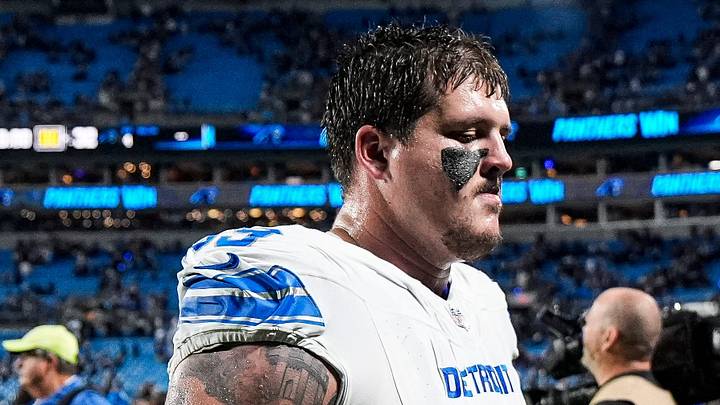 Detroit Lions offensive lineman Tate Ratledge (69) next to wide receiver Tay Martin (17) walk off the field after 32-26 loss to Carolina Panthers at Bank of America Stadium in Charlotte on Sunday, Oct. 4, 2026. Detroit Lions offensive lineman Tate Ratledge (69) next to wide receiver Tay Martin (17) walk off the field after 32-26 loss to Carolina Panthers at Bank of America Stadium in Charlotte on Sunday, Oct. 4, 2026.