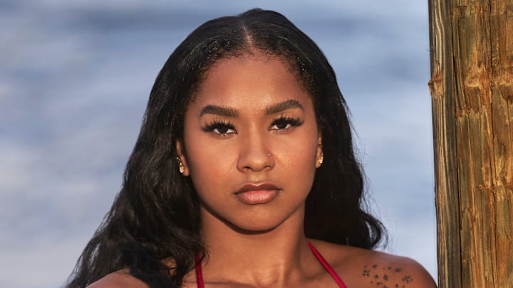 Jordan Chiles was photographed by Ben Horton at The Boca Raton. Swimsuit by FAE. Jordan Chiles was photographed by Ben Horton at The Boca Raton. Swimsuit by FAE.