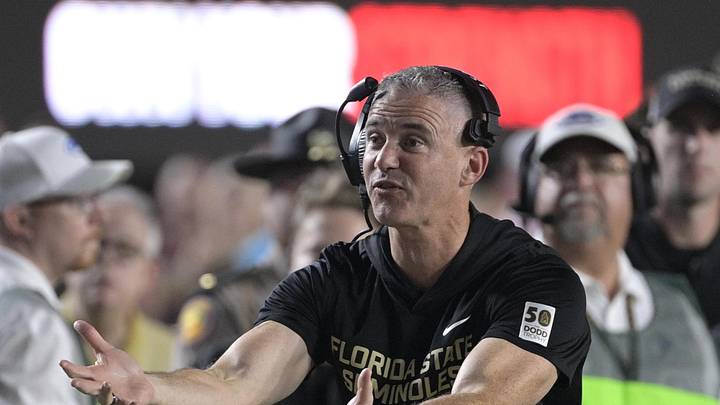 Oct 4, 2025; Tallahassee, Florida, USA; Florida State Seminoles head coach Mike Norvell during the first half against the Miami Hurricanes at Doak S. Campbell Stadium. Mandatory Credit: Melina Myers-Imagn Images Oct 4, 2025; Tallahassee, Florida, USA; Florida State Seminoles head coach Mike Norvell during the first half against the Miami Hurricanes at Doak S. Campbell Stadium. Mandatory Credit: Melina Myers-Imagn Images