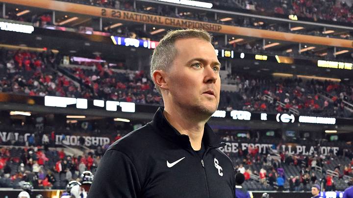 Southern California Trojans head coach Lincoln Riley walks the field before the CFP national championship game between the TCU Horned Frogs and the Georgia Bulldogs at SoFi Stadium. Southern California Trojans head coach Lincoln Riley walks the field before the CFP national championship game between the TCU Horned Frogs and the Georgia Bulldogs at SoFi Stadium.