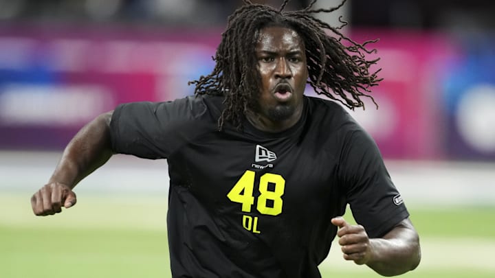 UCF defensive lineman Malachi Lawrence during the NFL Scouting Combine at Lucas Oil Stadium.