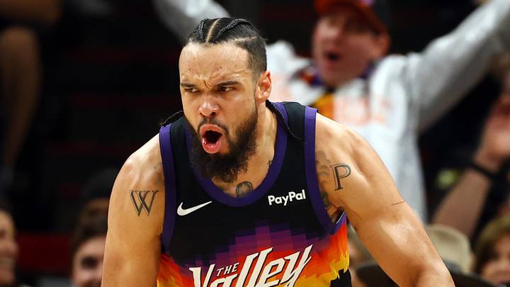 Phoenix, Arizona, USA; Phoenix Suns forward Dillon Brooks (3) reacts after a shot against the Miami Heat in the second half at Mortgage Matchup Center on Jan 25, 2026. Phoenix, Arizona, USA; Phoenix Suns forward Dillon Brooks (3) reacts after a shot against the Miami Heat in the second half at Mortgage Matchup Center on Jan 25, 2026.