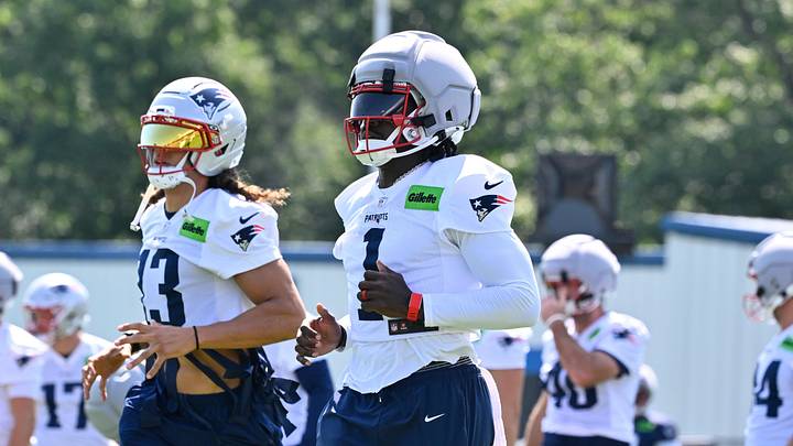 Jul 25, 2026; Foxborough, MA, USA; New England Patriots wide receiver A.J. Brown (1) works out at training camp at Gillette Stadium. Mandatory Credit: Eric Canha-Imagn Images Jul 25, 2026; Foxborough, MA, USA; New England Patriots wide receiver A.J. Brown (1) works out at training camp at Gillette Stadium. Mandatory Credit: Eric Canha-Imagn Images