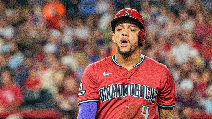 Sep 21, 2025; Phoenix, Arizona, USA; Arizona Diamondbacks infielder Ketel Marte (4) reacts after scoring in the first inning against the Philadelphia Phillies at Chase Field. Mandatory Credit: Allan Henry-Imagn Images Sep 21, 2025; Phoenix, Arizona, USA; Arizona Diamondbacks infielder Ketel Marte (4) reacts after scoring in the first inning against the Philadelphia Phillies at Chase Field. Mandatory Credit: Allan Henry-Imagn Images