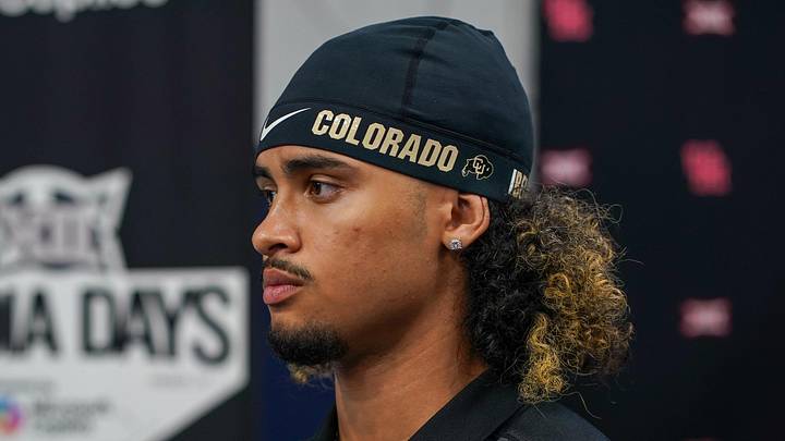 Jul 9, 2025; Frisco, TX, USA; Colorado quarterback Julian Lewis speaks with the media during 2025 Big 12 Football Media Days at The Star. Mandatory Credit: Raymond Carlin III-Imagn Images Jul 9, 2025; Frisco, TX, USA; Colorado quarterback Julian Lewis speaks with the media during 2025 Big 12 Football Media Days at The Star. Mandatory Credit: Raymond Carlin III-Imagn Images