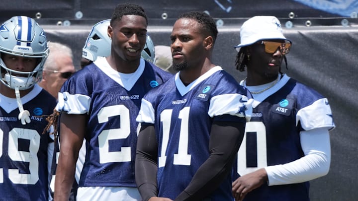 Dallas Cowboys star Micah Parsons watches from the sideline during training camp at the River Ridge Fields. 