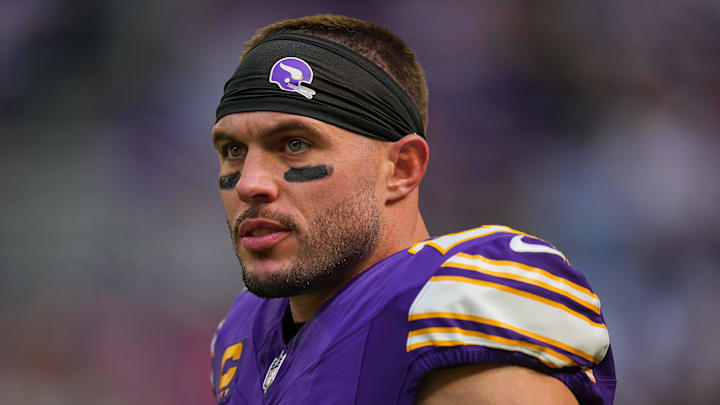 Sep 22, 2024; Minneapolis, Minnesota, USA; Minnesota Vikings safety Harrison Smith (22) before the game against the Houston Texans at U.S. Bank Stadium. 