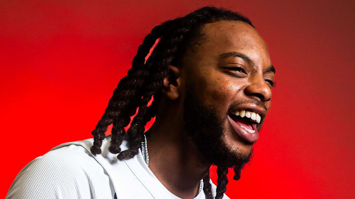 Cleveland Cavaliers guard Darius Garland during media day at Rocket Arena. Cleveland Cavaliers guard Darius Garland during media day at Rocket Arena.