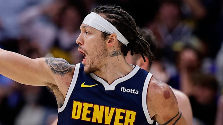 Apr 6, 2026; Denver, Colorado, USA; Denver Nuggets forward Aaron Gordon (32) reacts after a play in overtime against the Portland Trail Blazers at Ball Arena. Mandatory Credit: Isaiah J. Downing-Imagn Images Apr 6, 2026; Denver, Colorado, USA; Denver Nuggets forward Aaron Gordon (32) reacts after a play in overtime against the Portland Trail Blazers at Ball Arena. Mandatory Credit: Isaiah J. Downing-Imagn Images