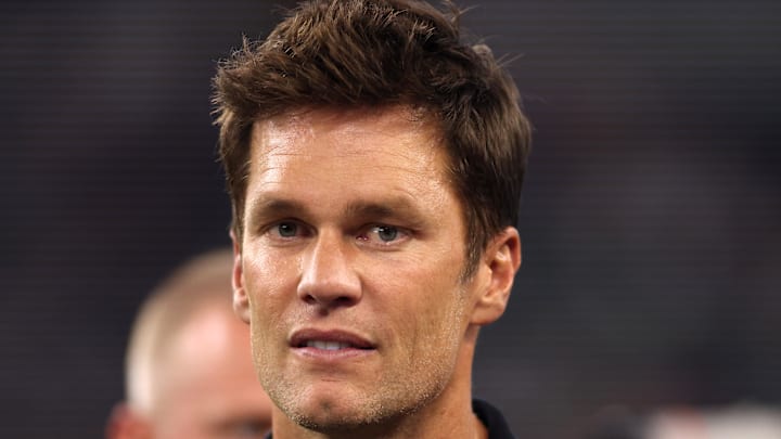 Aug 26, 2023; Arlington, Texas, USA; Former NFL player Tom Brady on the field before the game between the Dallas Cowboys and the Las Vegas Raiders at AT&T Stadium. Mandatory Credit: Tim Heitman-Imagn Images Aug 26, 2023; Arlington, Texas, USA; Former NFL player Tom Brady on the field before the game between the Dallas Cowboys and the Las Vegas Raiders at AT&T Stadium. Mandatory Credit: Tim Heitman-Imagn Images