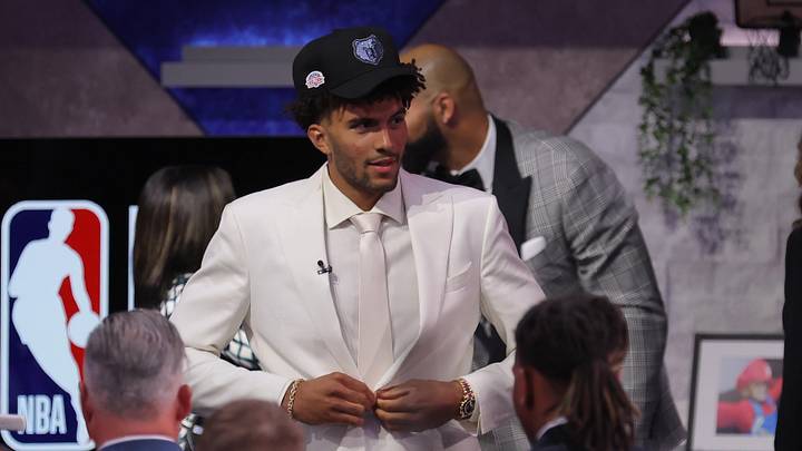 Jun 23, 2026; New York, NY, USA; The third pick in the 2026 NBA draft, Duke forward Cameron Boozer after he was selected by the Memphis Grizzlies at Barclays Center. Mandatory Credit: Brad Penner-Imagn Images Jun 23, 2026; New York, NY, USA; The third pick in the 2026 NBA draft, Duke forward Cameron Boozer after he was selected by the Memphis Grizzlies at Barclays Center. Mandatory Credit: Brad Penner-Imagn Images