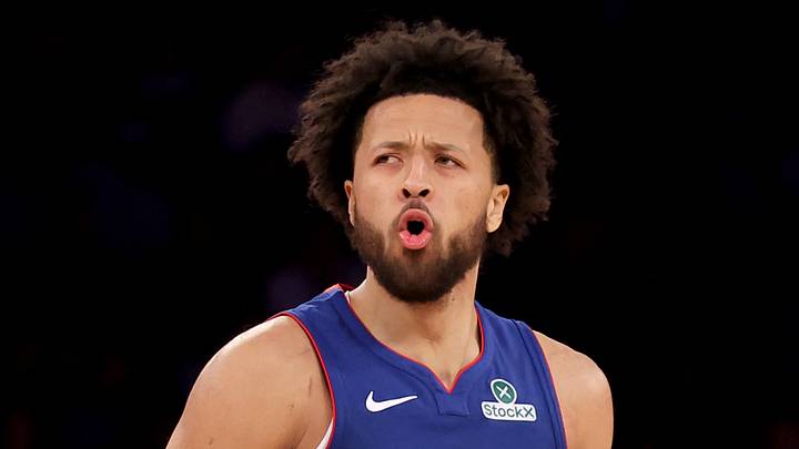 Jan 13, 2025; New York, New York, USA; Detroit Pistons guard Cade Cunningham (2) reacts during the third quarter against the New York Knicks at Madison Square Garden. Mandatory Credit: Brad Penner-Imagn Images