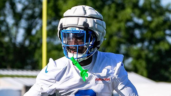 Detroit Lions cornerback Terrion Arnold (6) practices during 2025 training camp at Allen Park Performance Center Detroit Lions cornerback Terrion Arnold (6) practices during 2025 training camp at Allen Park Performance Center