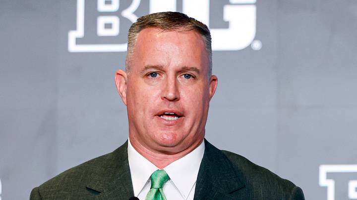Jul 29, 2026; Chicago, IL, USA; Michigan State Football head coach Pat Fitzgerald speaks during Big Ten Media Days at Hilton Chicago. Mandatory Credit: Kamil Krzaczynski-Imagn Images Jul 29, 2026; Chicago, IL, USA; Michigan State Football head coach Pat Fitzgerald speaks during Big Ten Media Days at Hilton Chicago. Mandatory Credit: Kamil Krzaczynski-Imagn Images