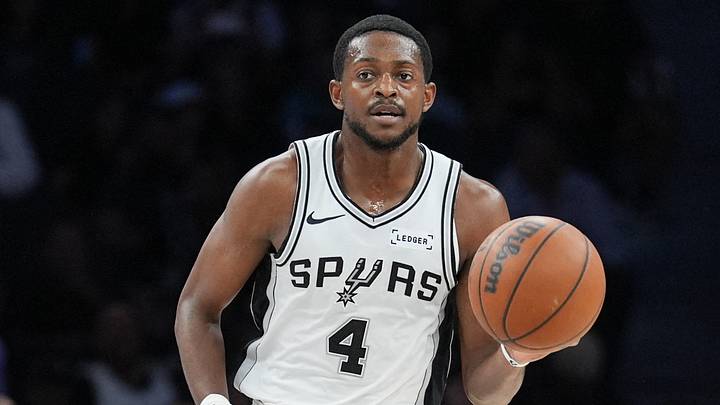 Oct 14, 2026; San Antonio, Texas, USA;  San Antonio Spurs guard De'aaron Fox (4) dribbles in the first half against the Phoenix Suns at Frost Bank Center.  Mandatory Credit: Daniel Dunn-Imagn Images