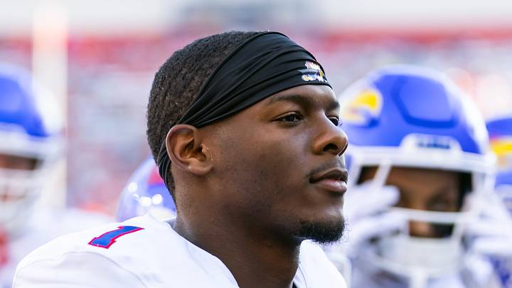 New Seattle Seahawks wide receiver Emmanuel Henderson Jr. stands on the field