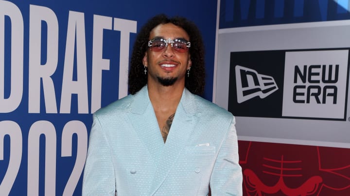 Jun 26, 2024; Brooklyn, NY, USA; Devin Carter arrives before the first round of the 2024 NBA Draft at Barclays Center. Mandatory Credit: Brad Penner-USA TODAY Sports Jun 26, 2024; Brooklyn, NY, USA; Devin Carter arrives before the first round of the 2024 NBA Draft at Barclays Center. Mandatory Credit: Brad Penner-USA TODAY Sports
