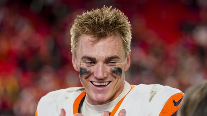 Dec 25, 2025; Kansas City, Missouri, USA; Denver Broncos quarterback Bo Nix (10) gives an interview after the game at GEHA Field at Arrowhead Stadium. Mandatory Credit: Jay Biggerstaff-Imagn Images Dec 25, 2025; Kansas City, Missouri, USA; Denver Broncos quarterback Bo Nix (10) gives an interview after the game at GEHA Field at Arrowhead Stadium. Mandatory Credit: Jay Biggerstaff-Imagn Images