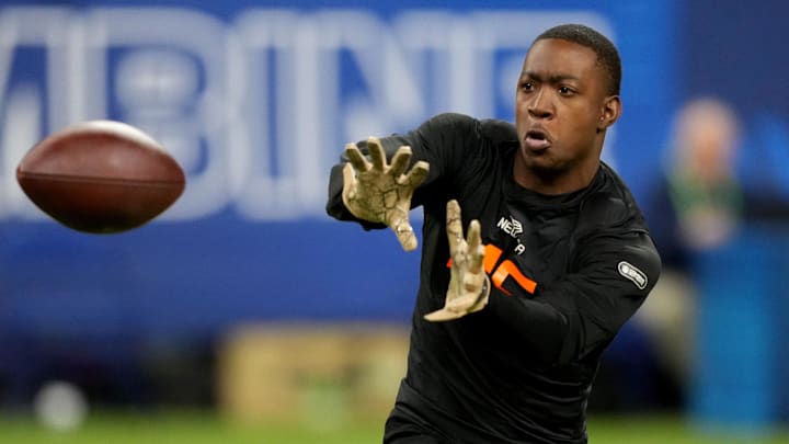 Mar 1, 2025; Indianapolis, IN, USA; Colorado wideout Lajohntay Wester (WO46) during the 2025 NFL Combine at Lucas Oil Stadium. Mandatory Credit: Kirby Lee-Imagn Images