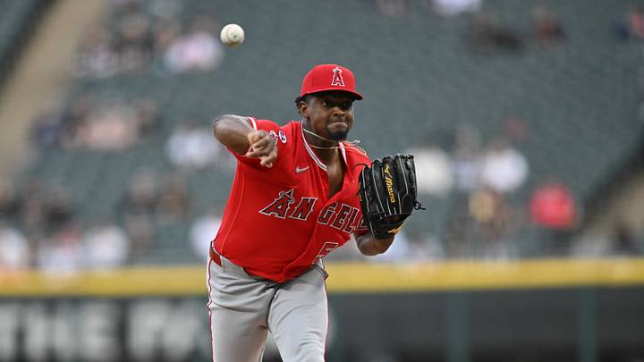 Apr 28, 2026; Chicago, Illinois, USA; Los Angeles Angels pitcher Jose Soriano (59) pitches against the Chicago White Sox during the first inning at Rate Field. Mandatory Credit: Patrick Gorski-Imagn Images Apr 28, 2026; Chicago, Illinois, USA; Los Angeles Angels pitcher Jose Soriano (59) pitches against the Chicago White Sox during the first inning at Rate Field. Mandatory Credit: Patrick Gorski-Imagn Images