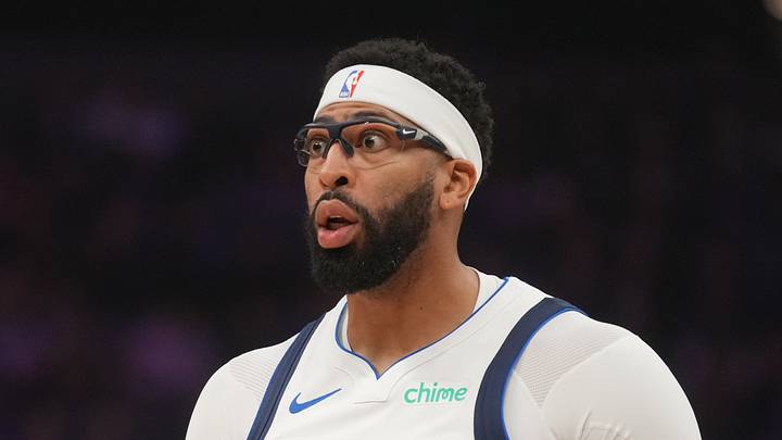 Jan 6, 2026; Sacramento, California, USA; Dallas Mavericks forward Anthony Davis (3) reacts after being fouled against the Sacramento Kings in the first quarter at the Golden 1 Center. Mandatory Credit: Cary Edmondson-Imagn Images