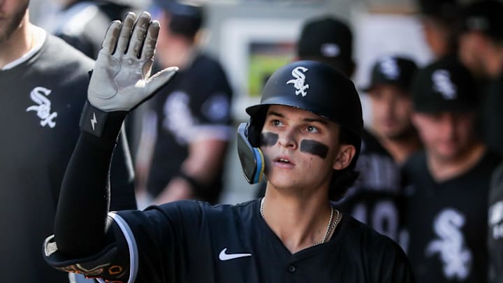 Chicago White Sox left fielder Brooks Baldwin (27) celebrates a home run against the Seattle Mariners at T-Mobile Park. 