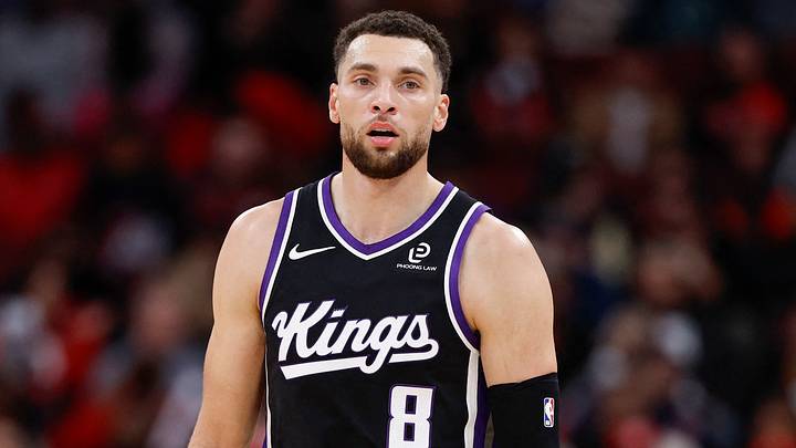 Oct 29, 2025; Chicago, Illinois, USA; Sacramento Kings guard Zach LaVine (8) walks on the court during the first half at United Center. Oct 29, 2025; Chicago, Illinois, USA; Sacramento Kings guard Zach LaVine (8) walks on the court during the first half at United Center.
