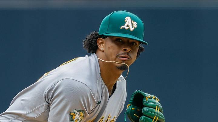May 24, 2026; San Diego, California, USA; Athletics starting pitcher Luis Medina (46) throws a pitch during the first inning against the San Diego Padres at Petco Park. Mandatory Credit: David Frerker-Imagn Images May 24, 2026; San Diego, California, USA; Athletics starting pitcher Luis Medina (46) throws a pitch during the first inning against the San Diego Padres at Petco Park. Mandatory Credit: David Frerker-Imagn Images