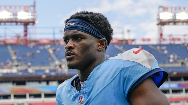 Tennessee Titans cornerback Roger McCreary exits the field after the loss to the Los Angeles Rams. Tennessee Titans cornerback Roger McCreary exits the field after the loss to the Los Angeles Rams.