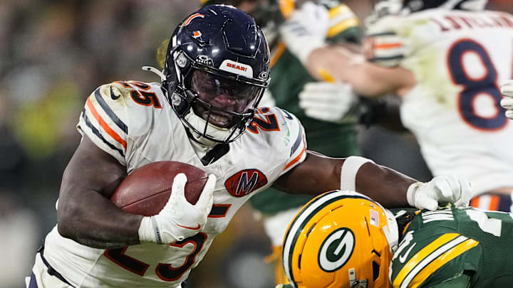 Chicago Bears running back Kyle Monangai carries the ball at the Green Bay Packers two weeks ago.