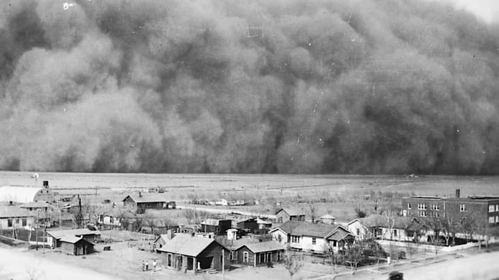 The tiny town of Rolla, Kansas, is about to be enveloped in the Black Sunday dust storm on April 14, 1935.