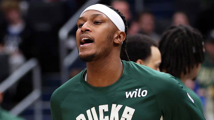 Milwaukee Bucks center Myles Turner (3) is introduced before a game against the Washington Wizards at Capital One Arena on January 29, 2026.