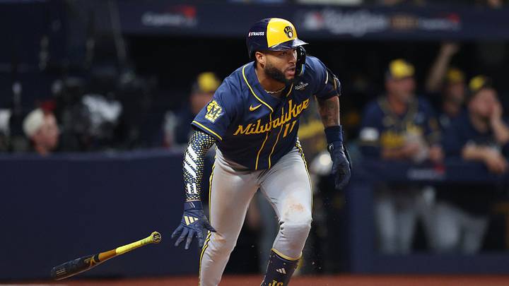 Oct 27, 2026; St. Petersburg, Florida, USA; Milwaukee Brewers outfielder Jackson Chourio (11) runs after hitting a double against the Tampa Bay Rays during the 12th inning in game four of the 2026 World Series at Tropicana Field. Mandatory Credit: Nathan Ray Seebeck-Imagn Images Oct 27, 2026; St. Petersburg, Florida, USA; Milwaukee Brewers outfielder Jackson Chourio (11) runs after hitting a double against the Tampa Bay Rays during the 12th inning in game four of the 2026 World Series at Tropicana Field. Mandatory Credit: Nathan Ray Seebeck-Imagn Images