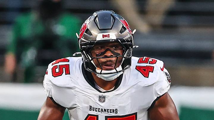 Tampa Bay Buccaneers linebacker Josiah Trotter (45) in action against the New York Jets during the first half at MetLife Stadium. Tampa Bay Buccaneers linebacker Josiah Trotter (45) in action against the New York Jets during the first half at MetLife Stadium.