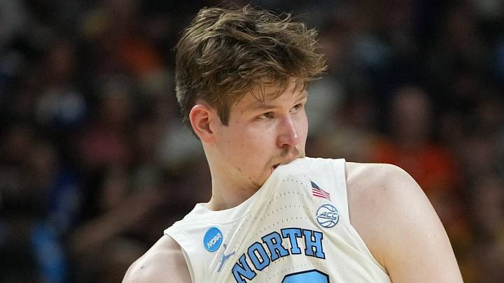 Mar 19, 2026; Greenville, SC, USA; North Carolina Tar Heels center Henri Veesaar (13) bites his jersey against the VCU Rams in the second half of a first round game of the men's 2026 NCAA Tournament at Bon Secours Wellness Arena. Mandatory Credit: Bob Donnan-Imagn Images Mar 19, 2026; Greenville, SC, USA; North Carolina Tar Heels center Henri Veesaar (13) bites his jersey against the VCU Rams in the second half of a first round game of the men's 2026 NCAA Tournament at Bon Secours Wellness Arena. Mandatory Credit: Bob Donnan-Imagn Images