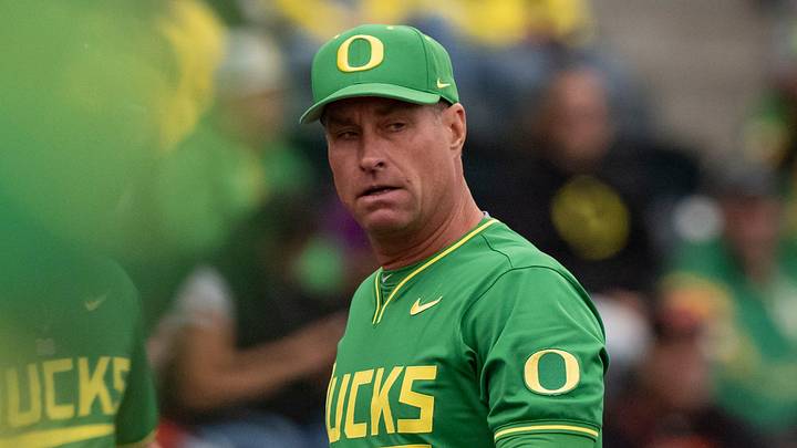 Oregon coach Mark Wasikowski as the Oregon Ducks host the Oregon State Beavers on April 25, 2025, at PK Park in Eugene. Oregon coach Mark Wasikowski as the Oregon Ducks host the Oregon State Beavers on April 25, 2025, at PK Park in Eugene.