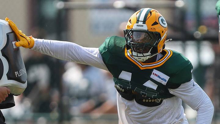 Green Bay Packers linebacker Zaire Franklin (44) runs through a drill during practice at training camp on Aug. 4. Green Bay Packers linebacker Zaire Franklin (44) runs through a drill during practice at training camp on Aug. 4.