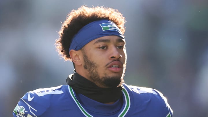 Jaxon Smith-Njigba of the Seattle Seahawks jogs