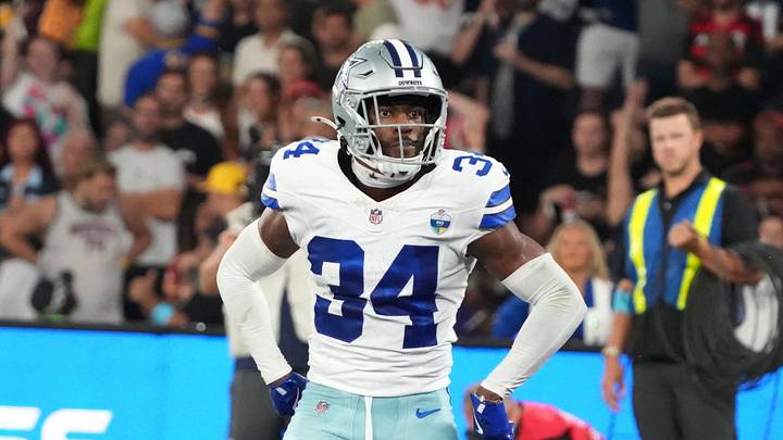 Dallas Cowboys safety Jalen Thompson looks on after being called for a penalty against the Baltimore Ravens at Maracana Stadium.  